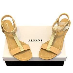 Alfani Champagne Strappy Comfort Wedge Voyage Sandals Size 8.5 NWT